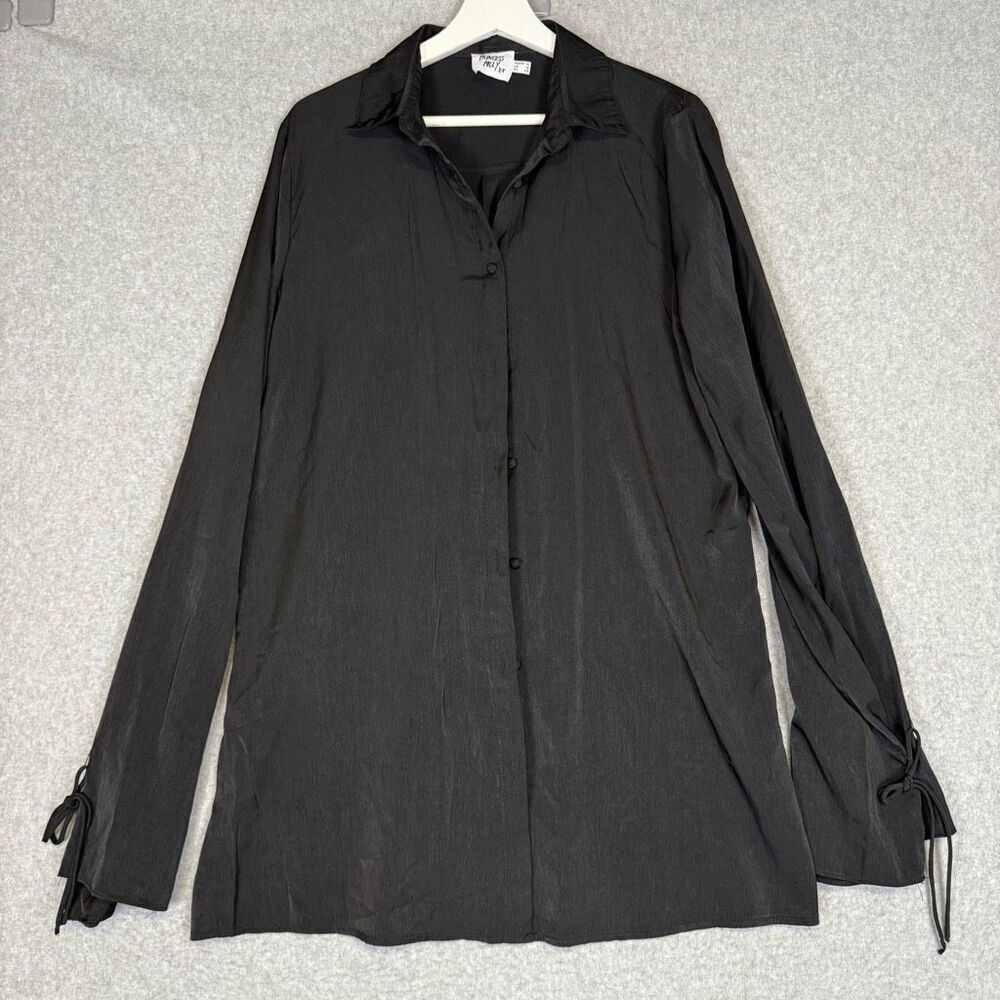 Princess Polly Women's Size US 10 Black Button Up Long Sleeve Shirt Top